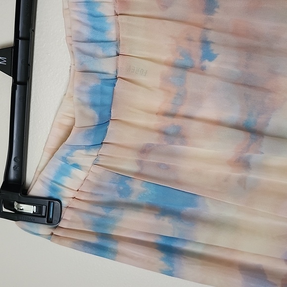 Sheer swimsuit cover up skirt, elastic waist, double front slit, large, vacation - Picture 6 of 9